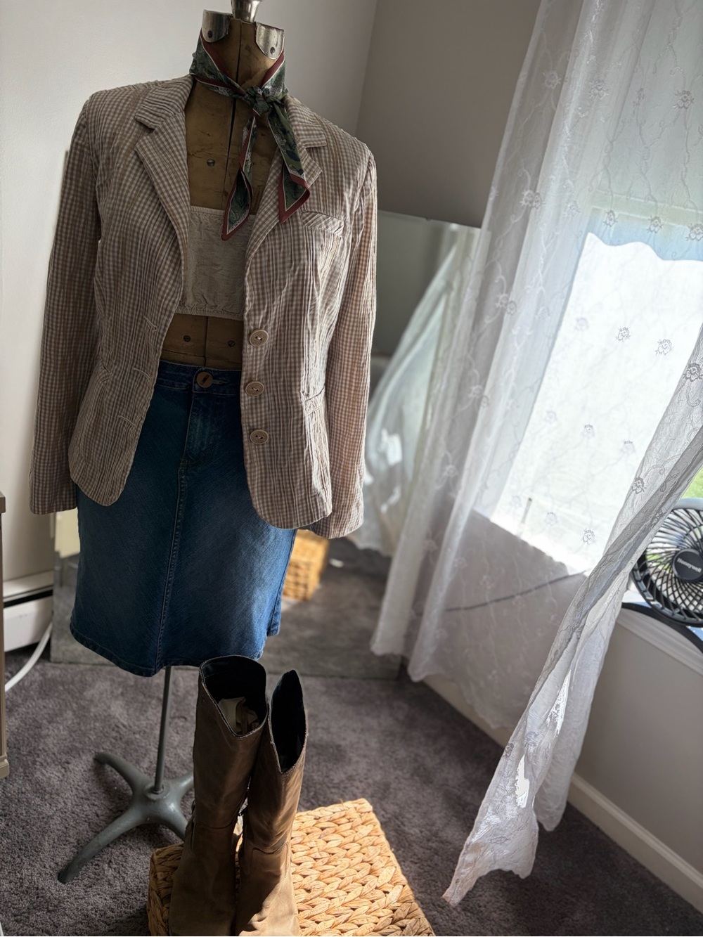CAbi Gingersnap Gingham Blazer